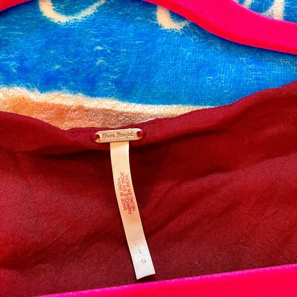 Free People Maroon Mini Dress with floral motif. Size large - Picture 3 of 4